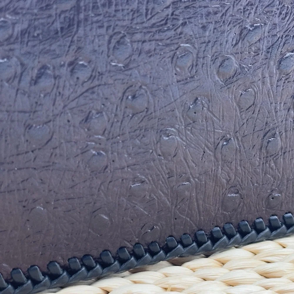 Genuine Ostrich Skin Leather Bifold Men's Handmade Burgundy Black‎ Trim